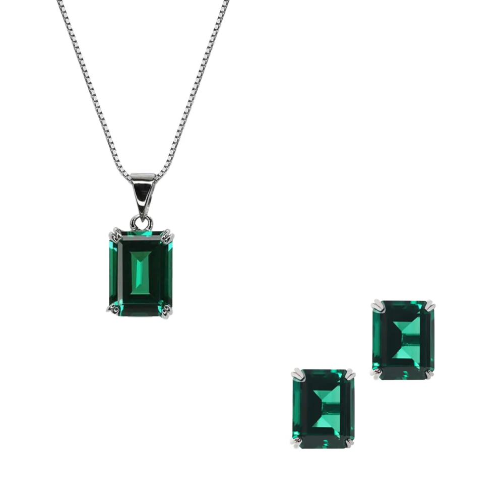 Carat London Emerald Green Earring & Necklace Set