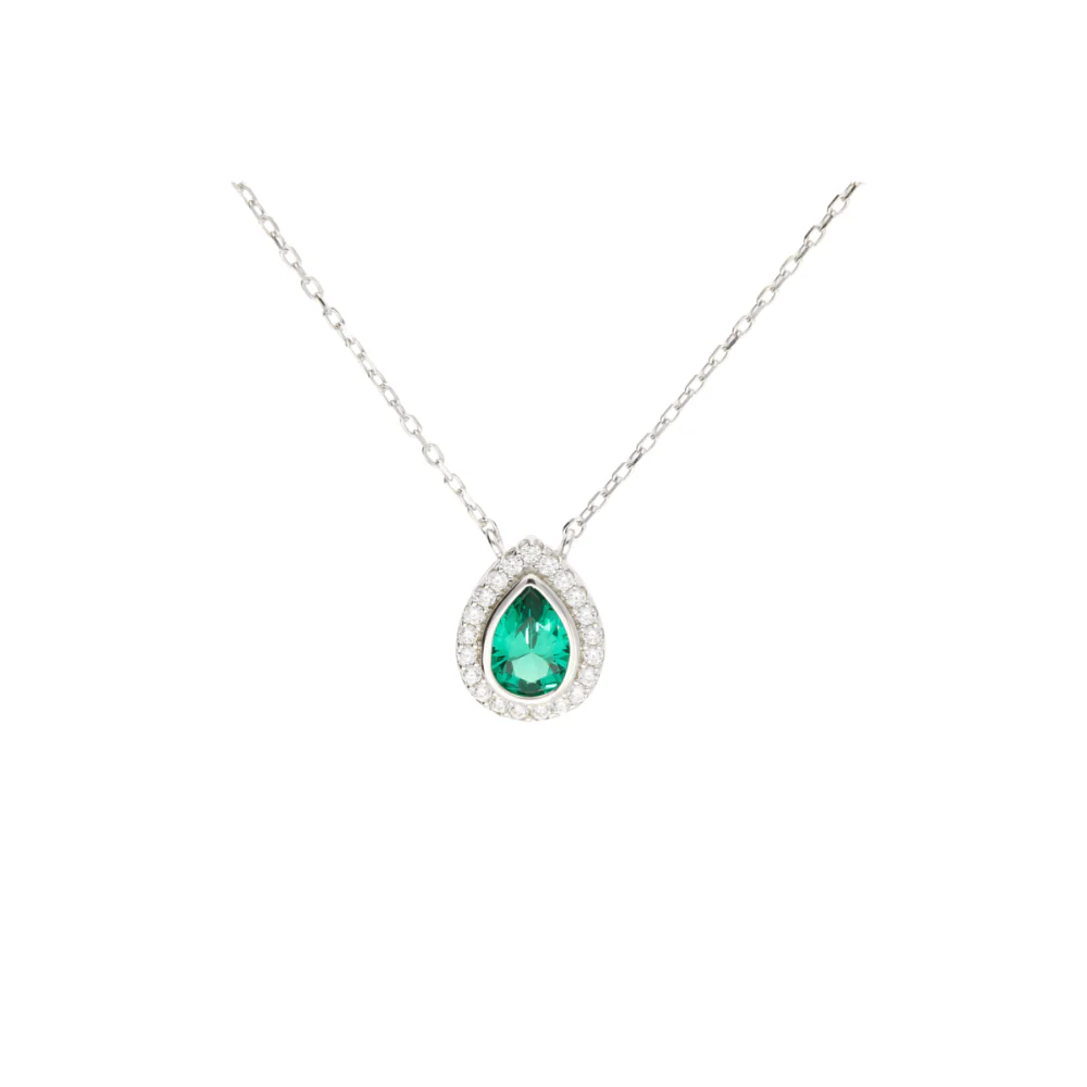 Carat* London Emile Emerald Green Pear Borderset Pendant