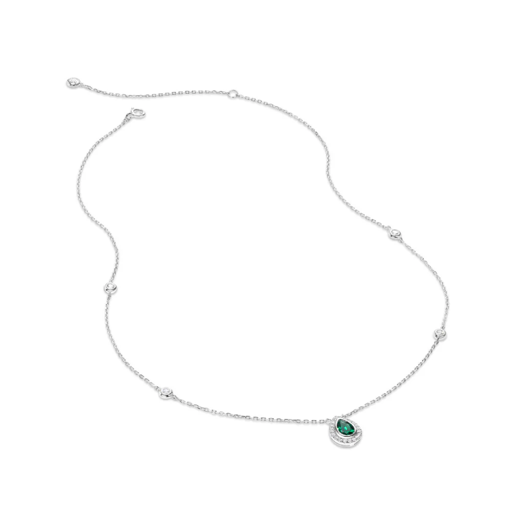 Carat* London Emile Emerald Green Pear Borderset Pendant - Image 3
