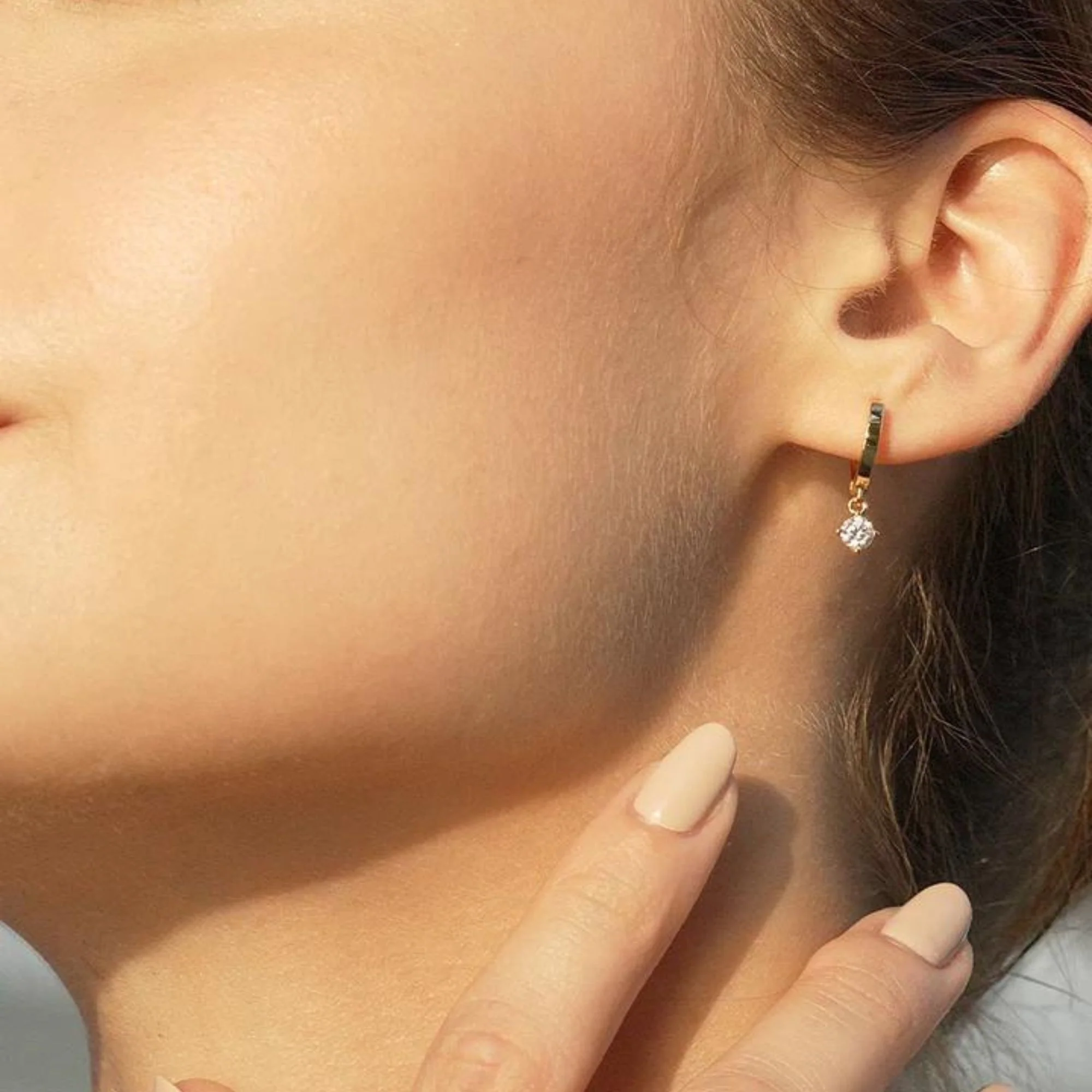 Carat* London Gold Vermeil CZ Tilda Hoop Earrings - Image 3