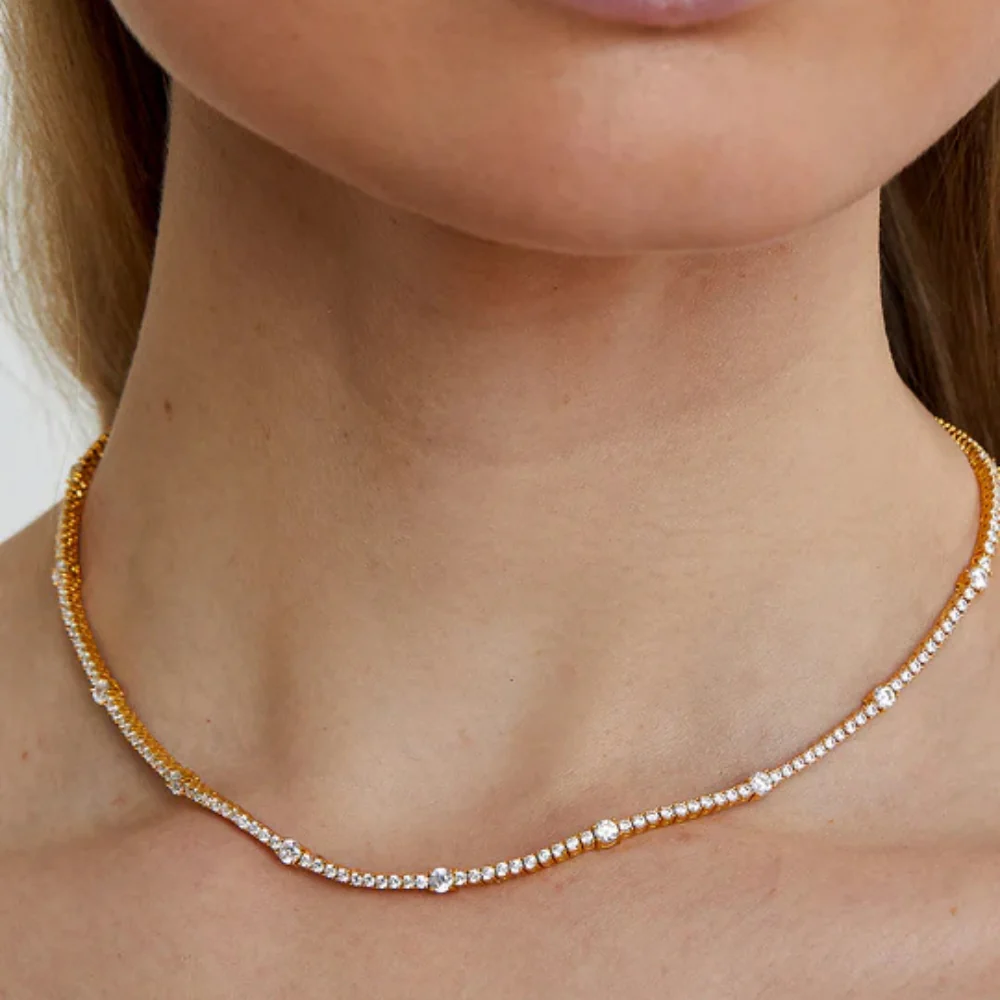 Carat* London Gold Vermeil Pheobe Tennis Necklace Medium - Image 2