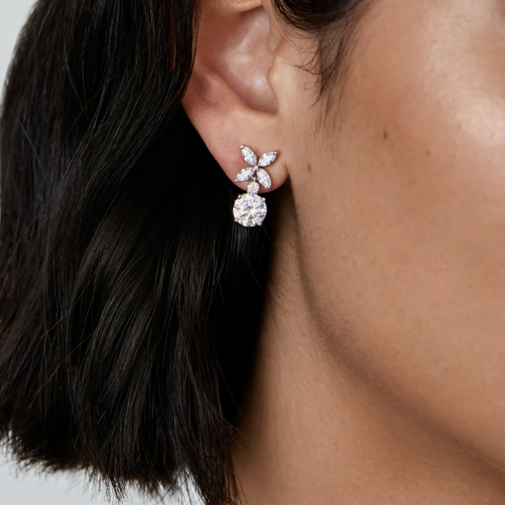 Carat* London Jasmine Chicory Round Drop Earrings - Image 2