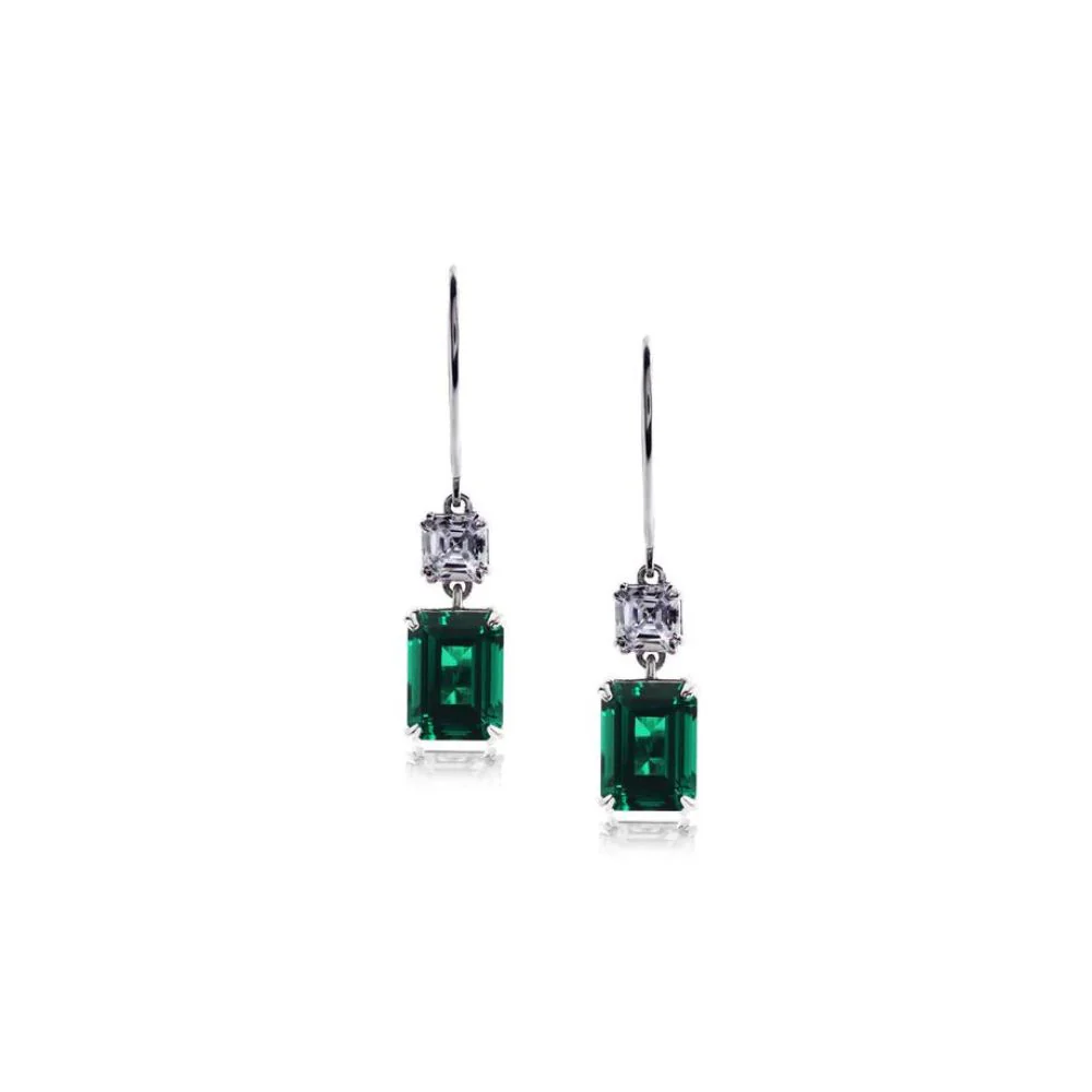 Carat* London Shannon Green Emerald Euro Back Earrings