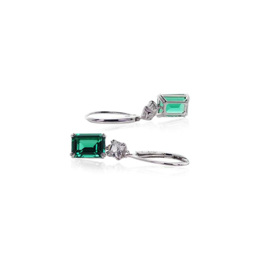 Carat* London Shannon Green Emerald Euro Back Earrings - Image 3