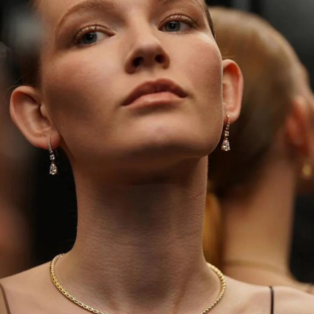 Carat* London Thea Gold Plated Pear Hook Earring - Image 3