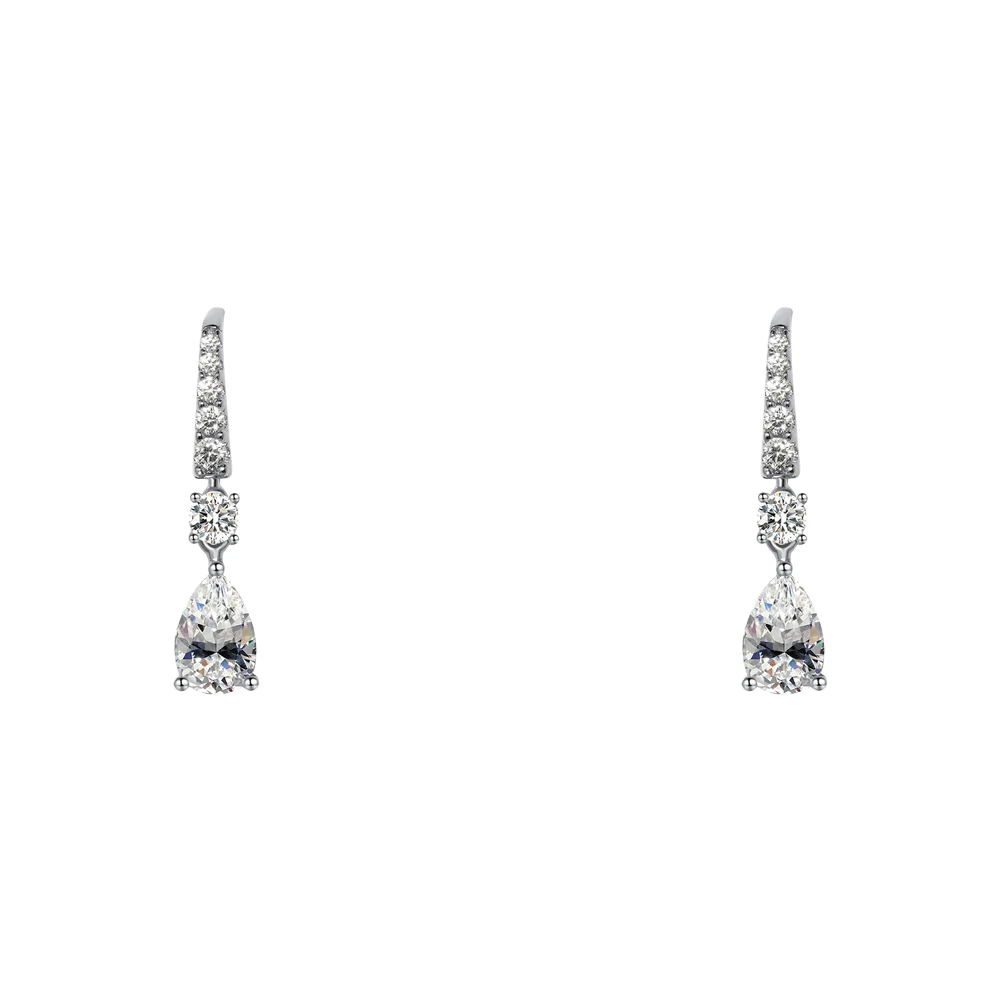 Carat* London Thea White Gold Plated Pear Hook Earring