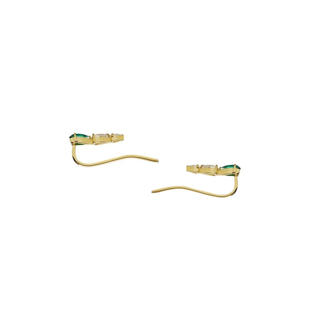 Carat* London Toluda Ear Climber Emerald Gold Vermeil - Image 3