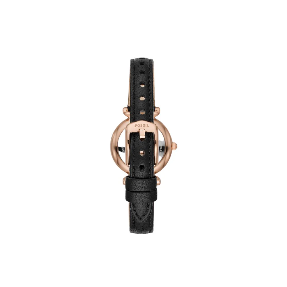 Fossil Carlie Mini Three-Hand Black Leather Watch - Image 3