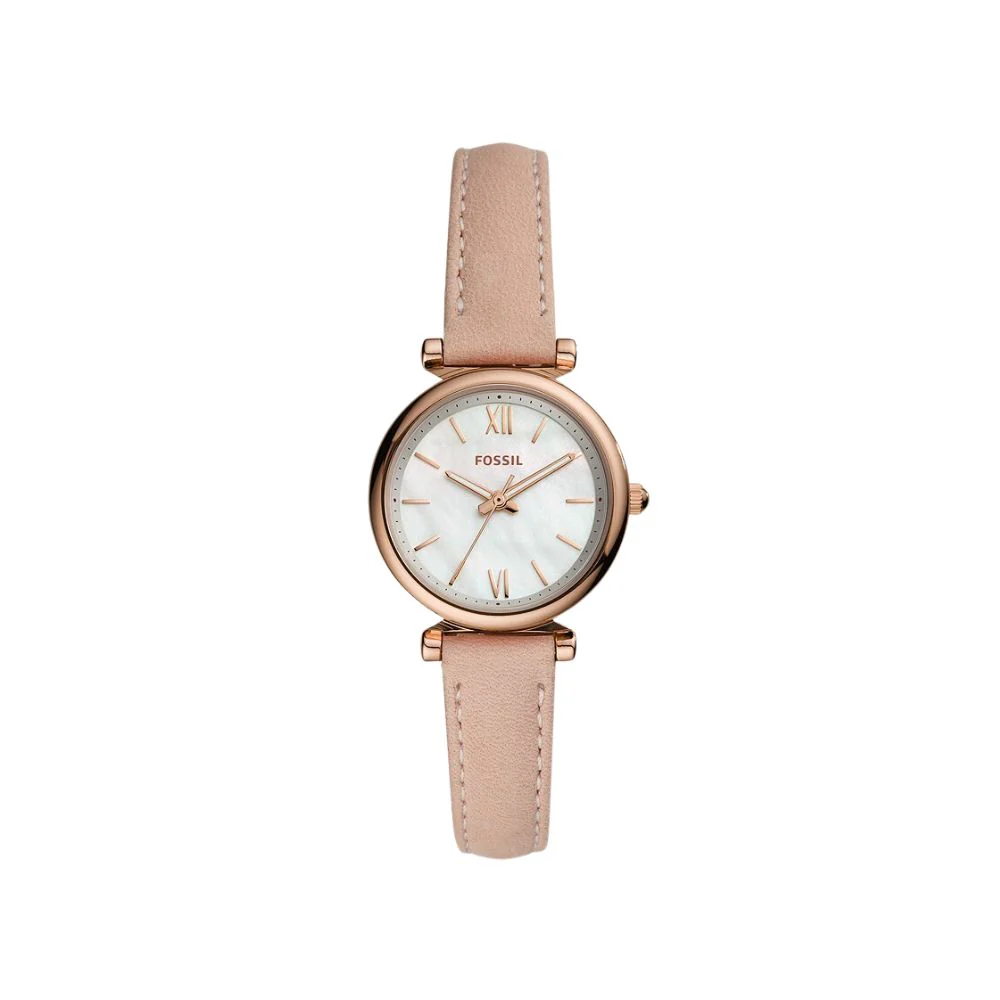 Fossil Carlie Mini Three-Hand Blush Leather Watch
