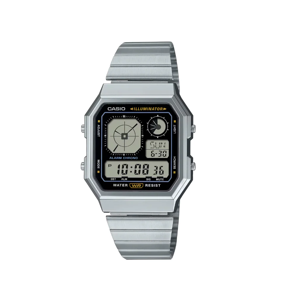 CASIO A130WE-1A Edgy Black Dial 40mm Watch