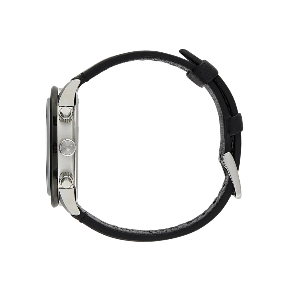 Emporio Armani Chronograph Black Leather Watch - Image 3