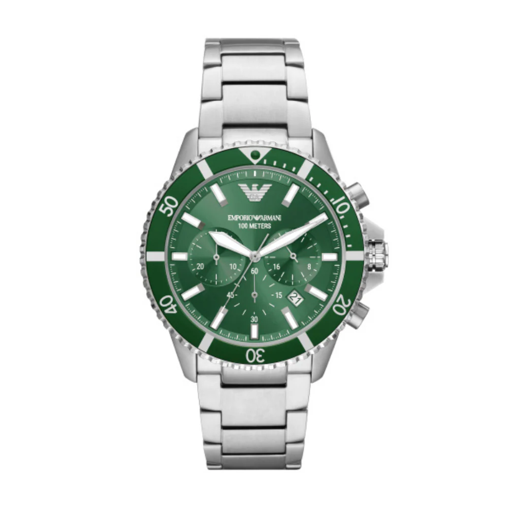 Emporio Armani Diver Green Dial Chronograph Watch