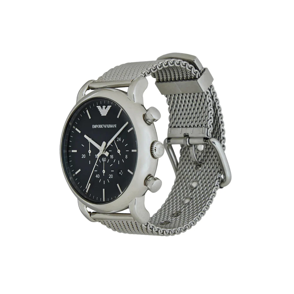 Emporio Armani Stainless Steel Cronograph Black Dial Watch - Image 3