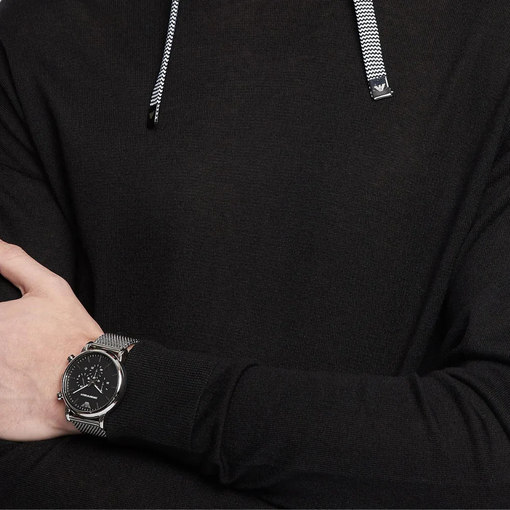 Emporio Armani Stainless Steel Cronograph Black Dial Watch - Image 6