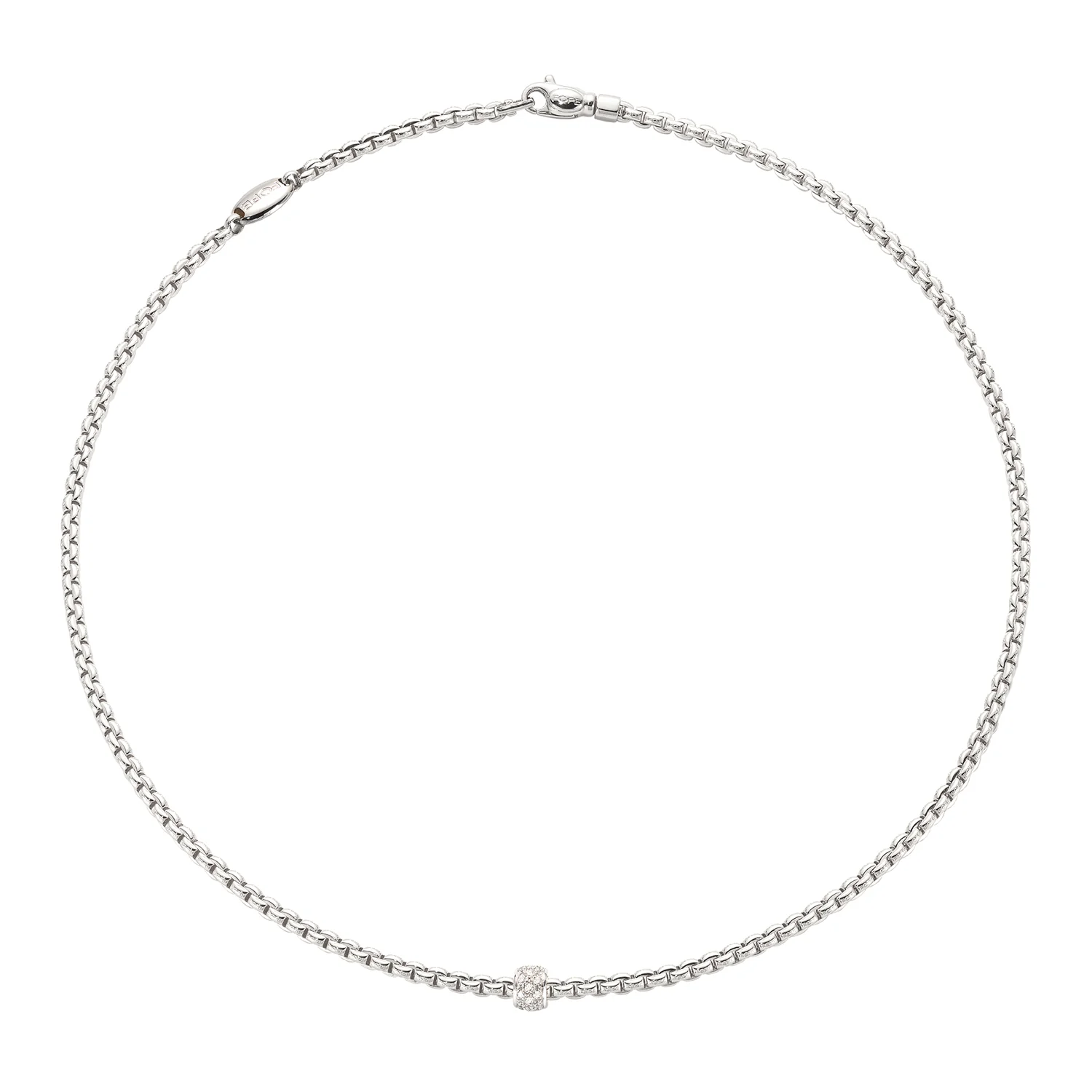 FOPE 18ct White Gold Eka Pendant With 0.19ct Diamond Pave Center Piece