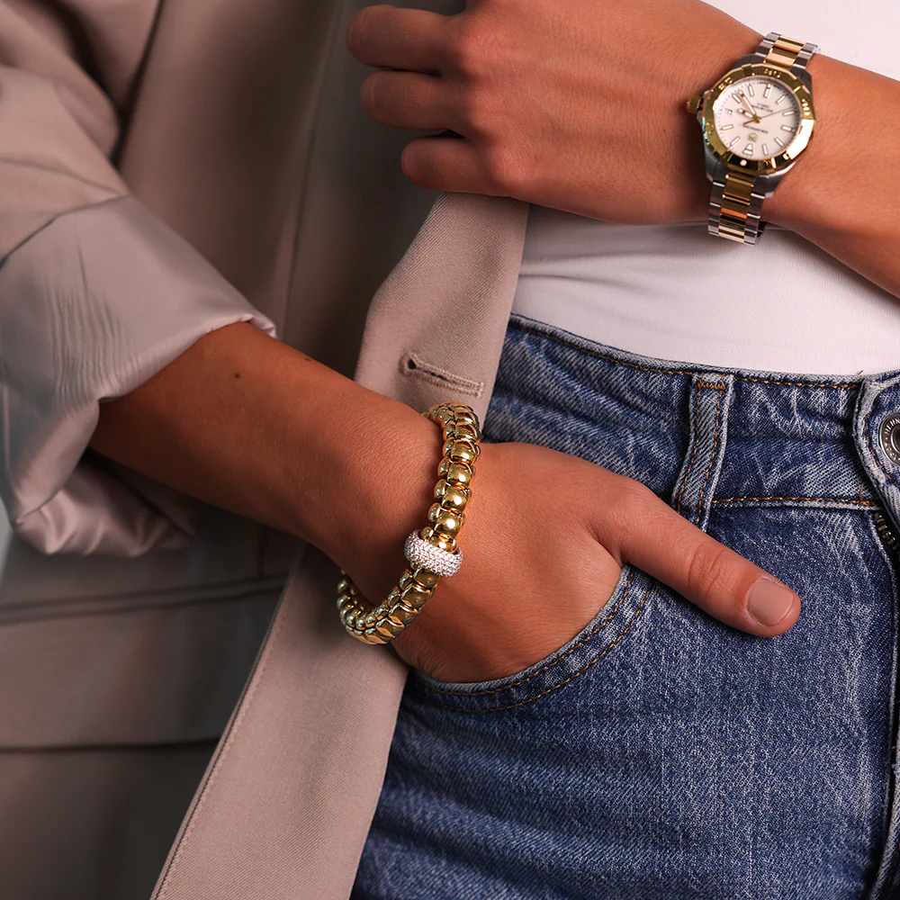 FOPE 18ct Yellow Gold Diamond Pave Bracelet - Image 2