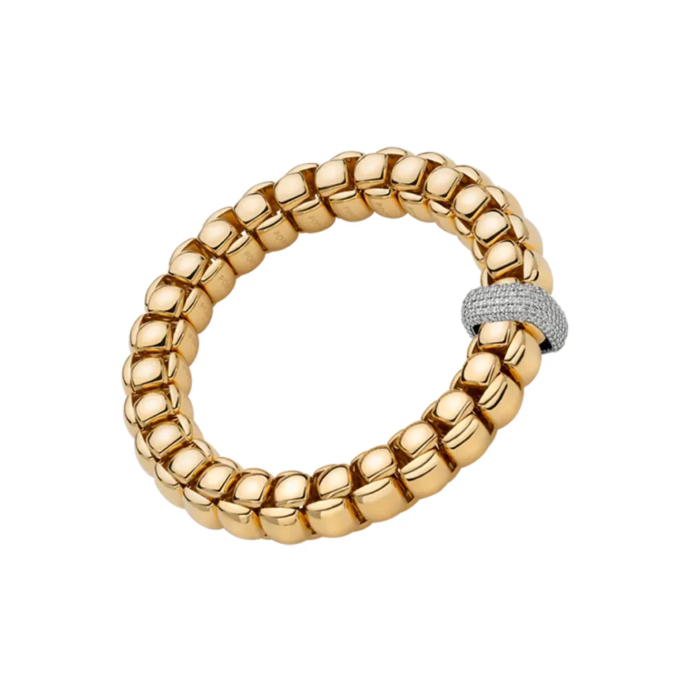 FOPE 18ct Yellow Gold Diamond Pave Bracelet - Image 3