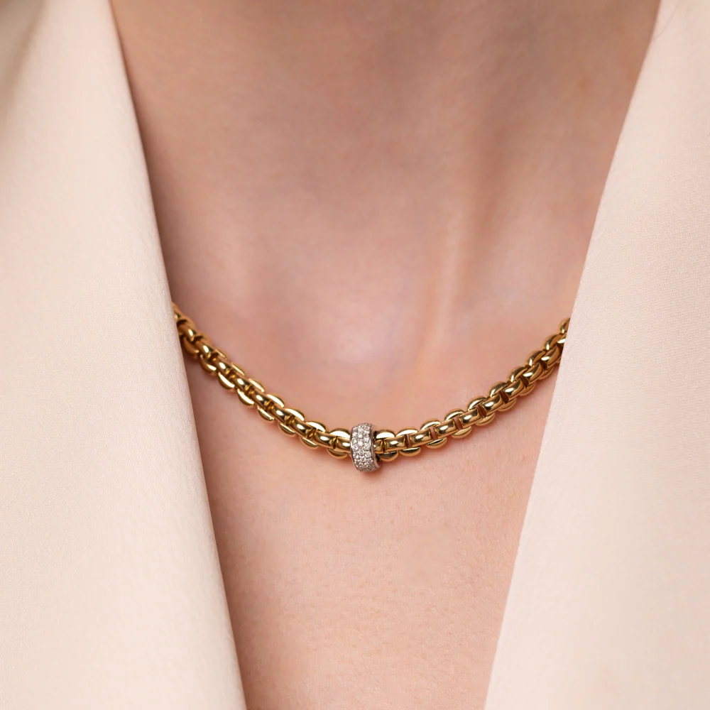 FOPE 18ct Yellow Gold Eka Pendant With 0.19ct Diamond Pave Center Piece - Image 2