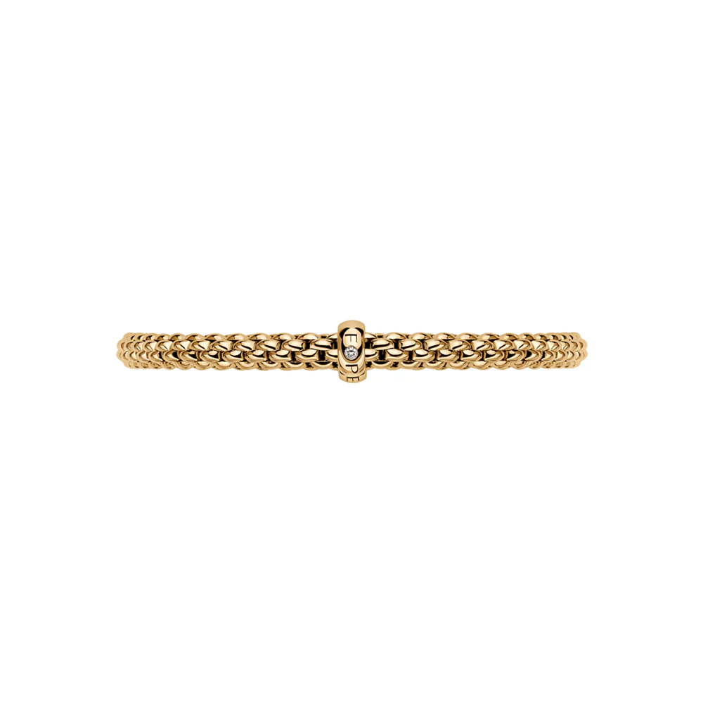FOPE 18ct Yellow Gold Flex'it Solitaire Diamond Bracelet - Image 2