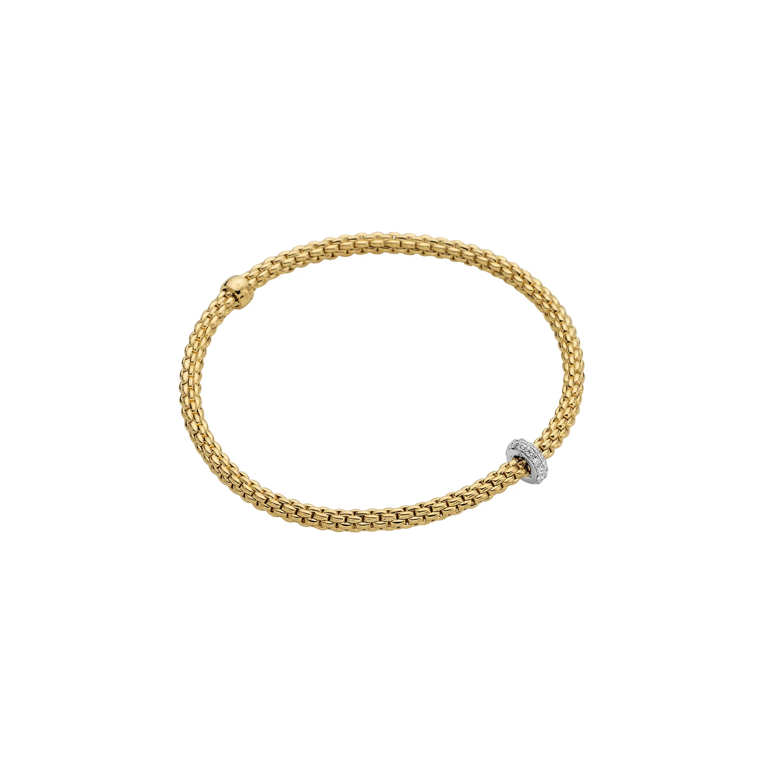FOPE 18ct Yellow Gold Prima Bracelet with Circular Diamond Rondel