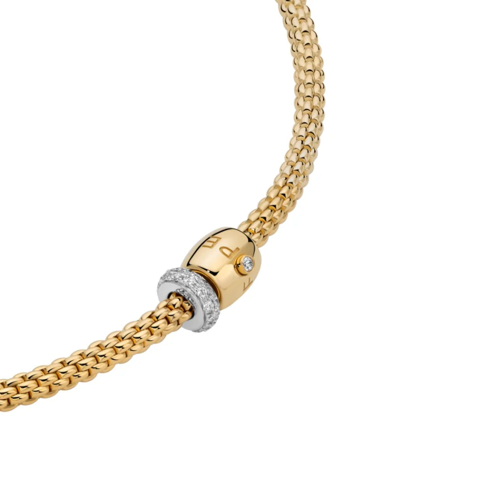 FOPE 18ct Yellow Gold Prima Flex'it Diamond Pave Necklet - Image 2