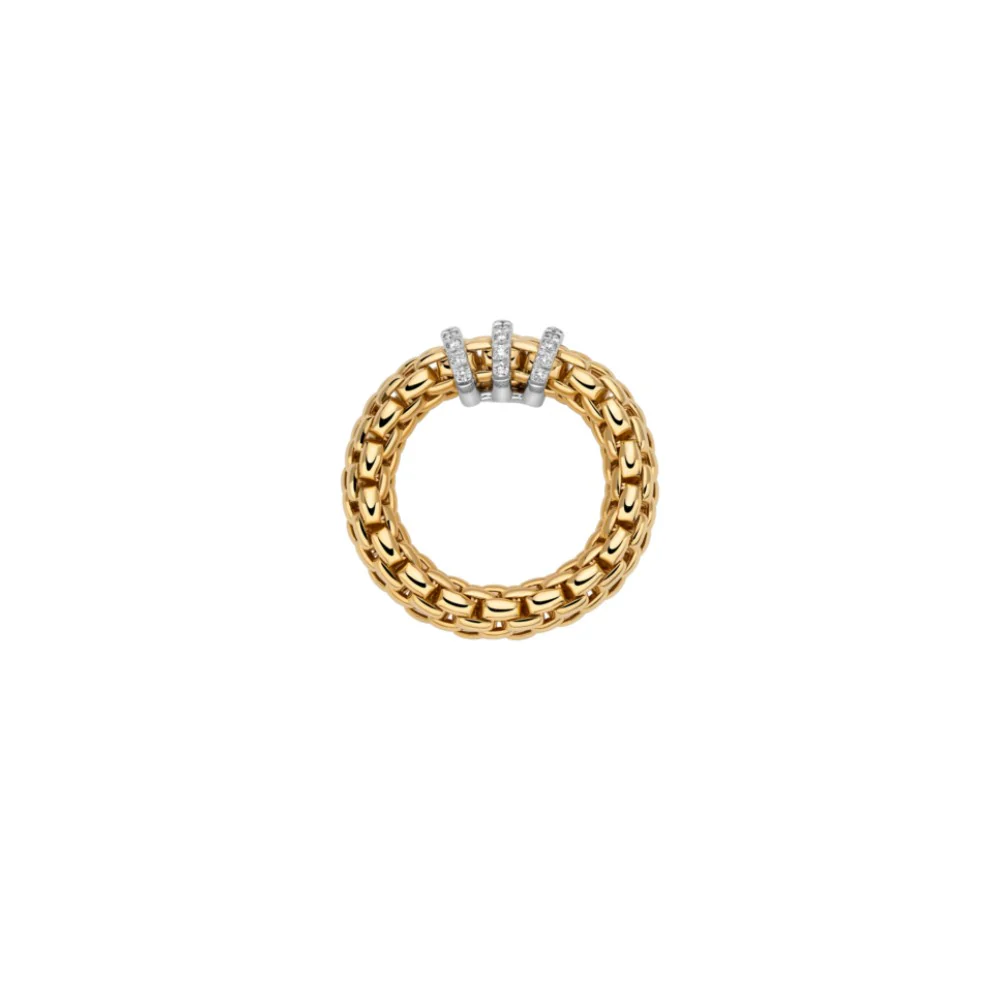 FOPE 18ct Yellow Gold Vendome Flex'it 3 Diamond Pave Ring - Image 3