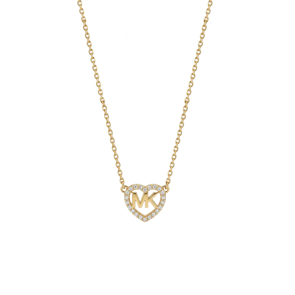 Michael Kors Gold Plated CZ Heart MK Pendant