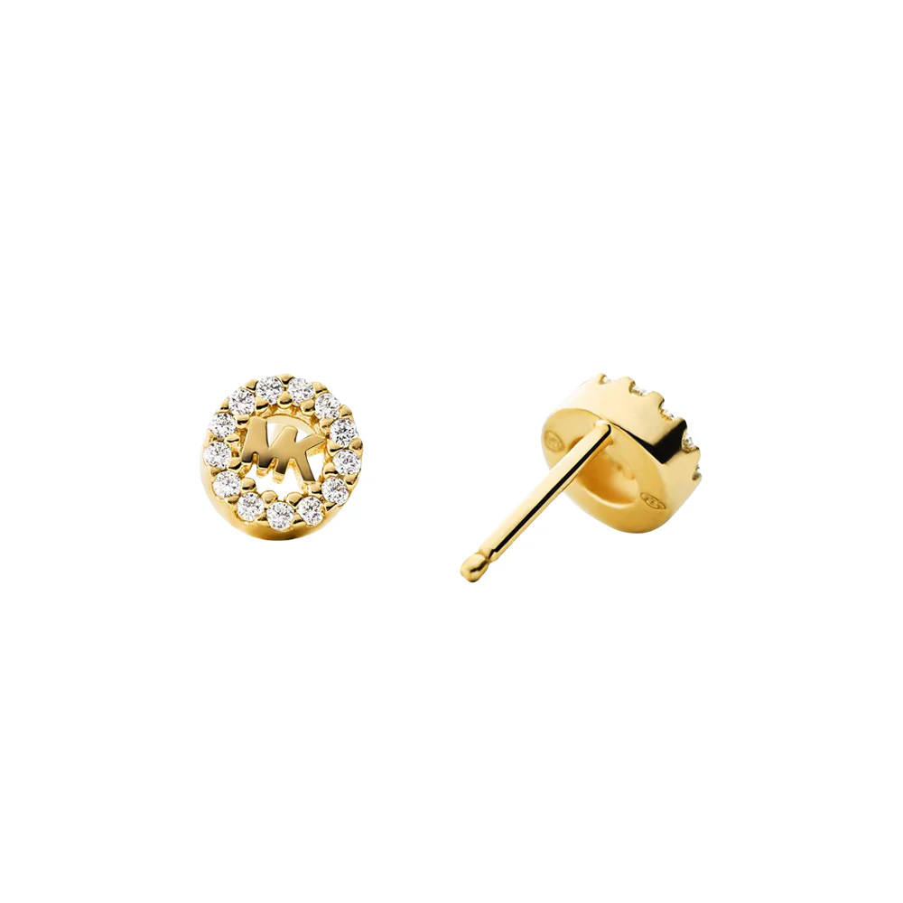Michael Kors Gold Plated CZ Mini Circle Stud Earrings