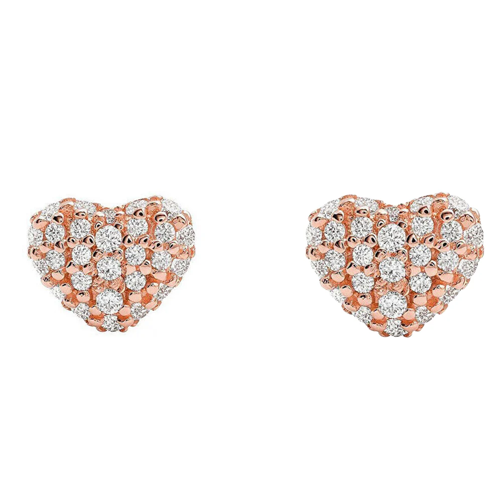 Michael Kors Rose Plated CZ Mini Heart Stud Earrings