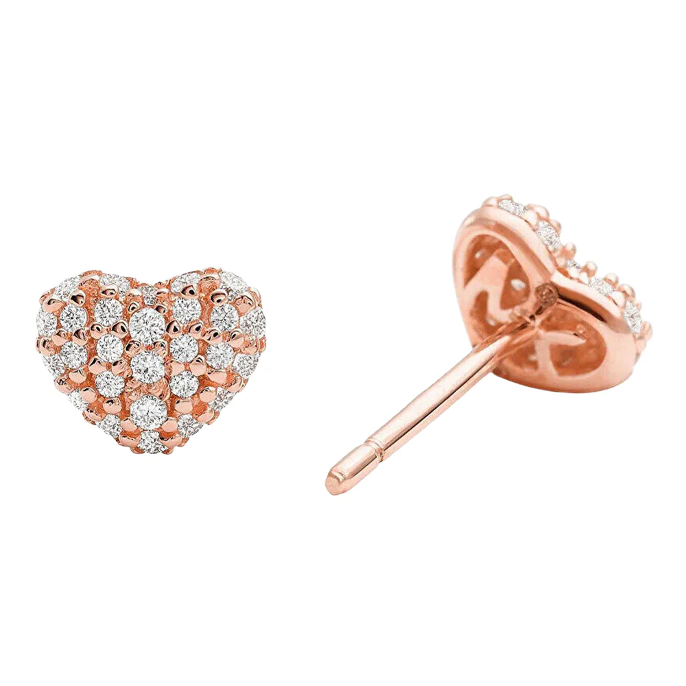 Michael Kors Rose Plated CZ Mini Heart Stud Earrings - Image 2