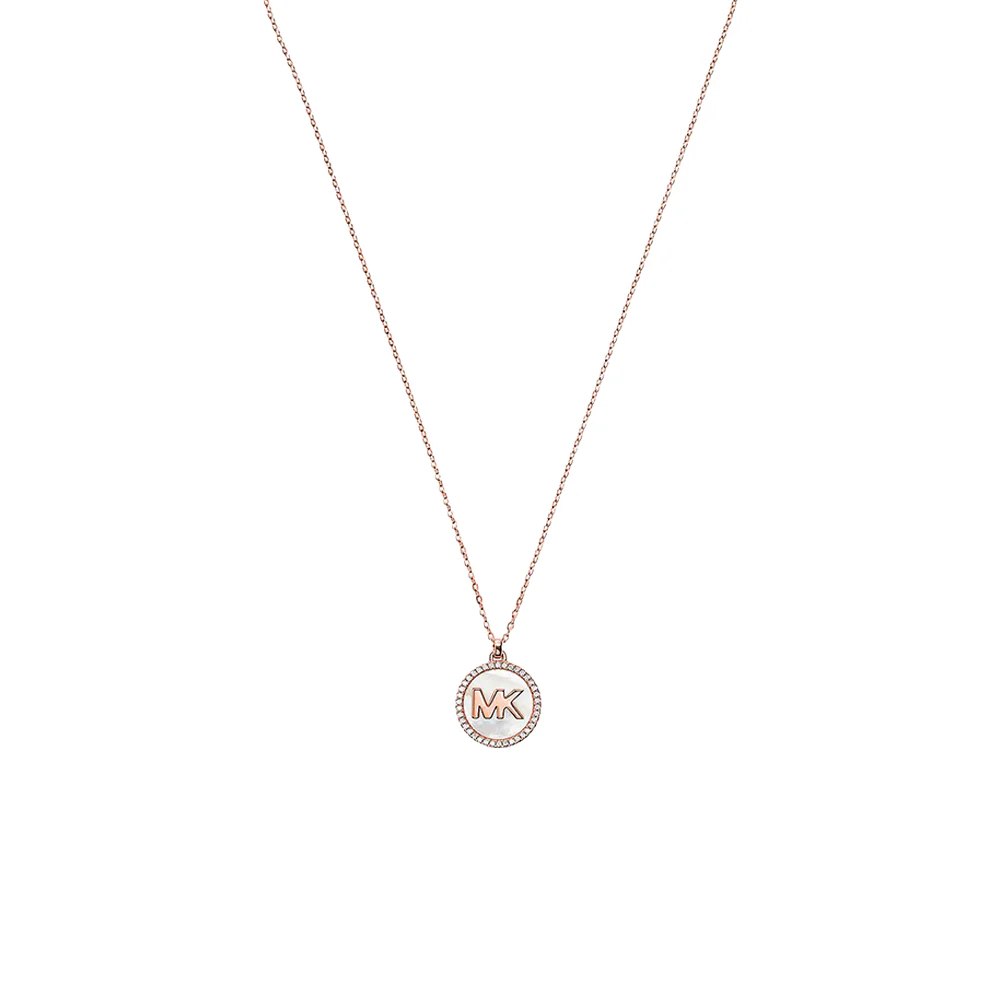 Michael Kors Rose Plated Mother of Pearl Disc CZ Pendant