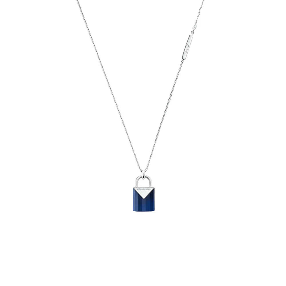 Michael Kors Sterling Silver Saphire Padlock Pendant