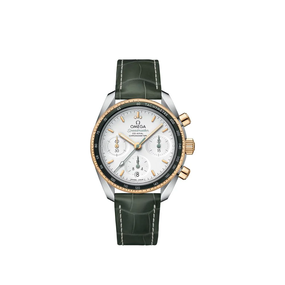 OMEGA Speedmaster 38mm Chronograph Green Leather Strap Watch