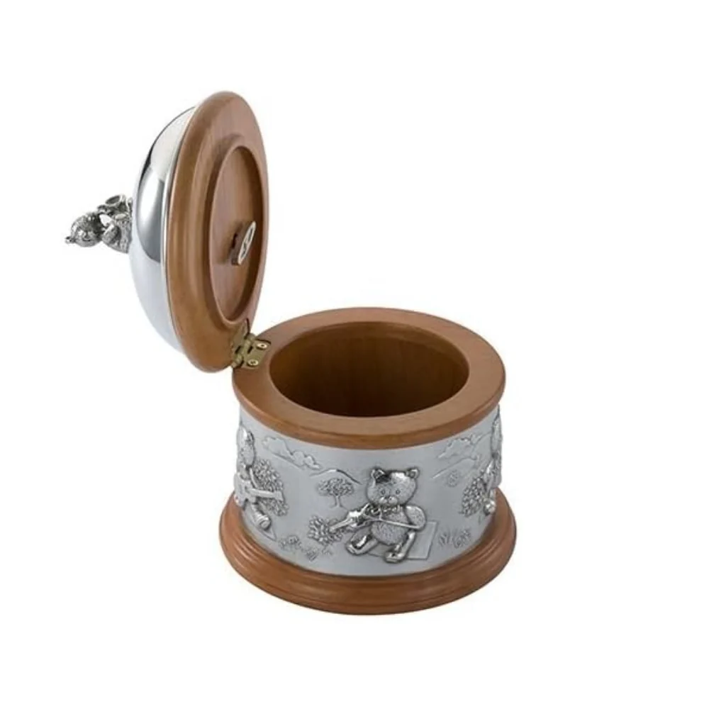 Pewter Music Box with Teddies - Image 4