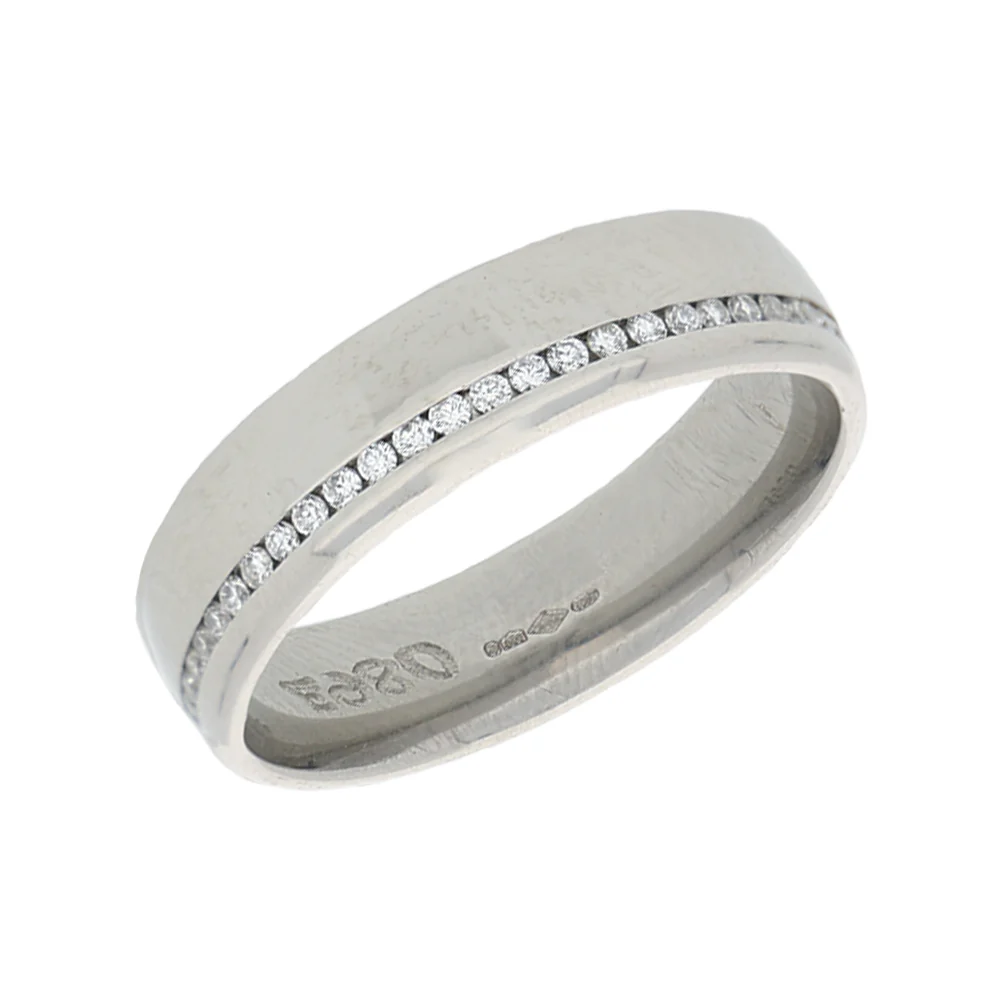 Platinum 4mm Diamond Lined Wedding Band
