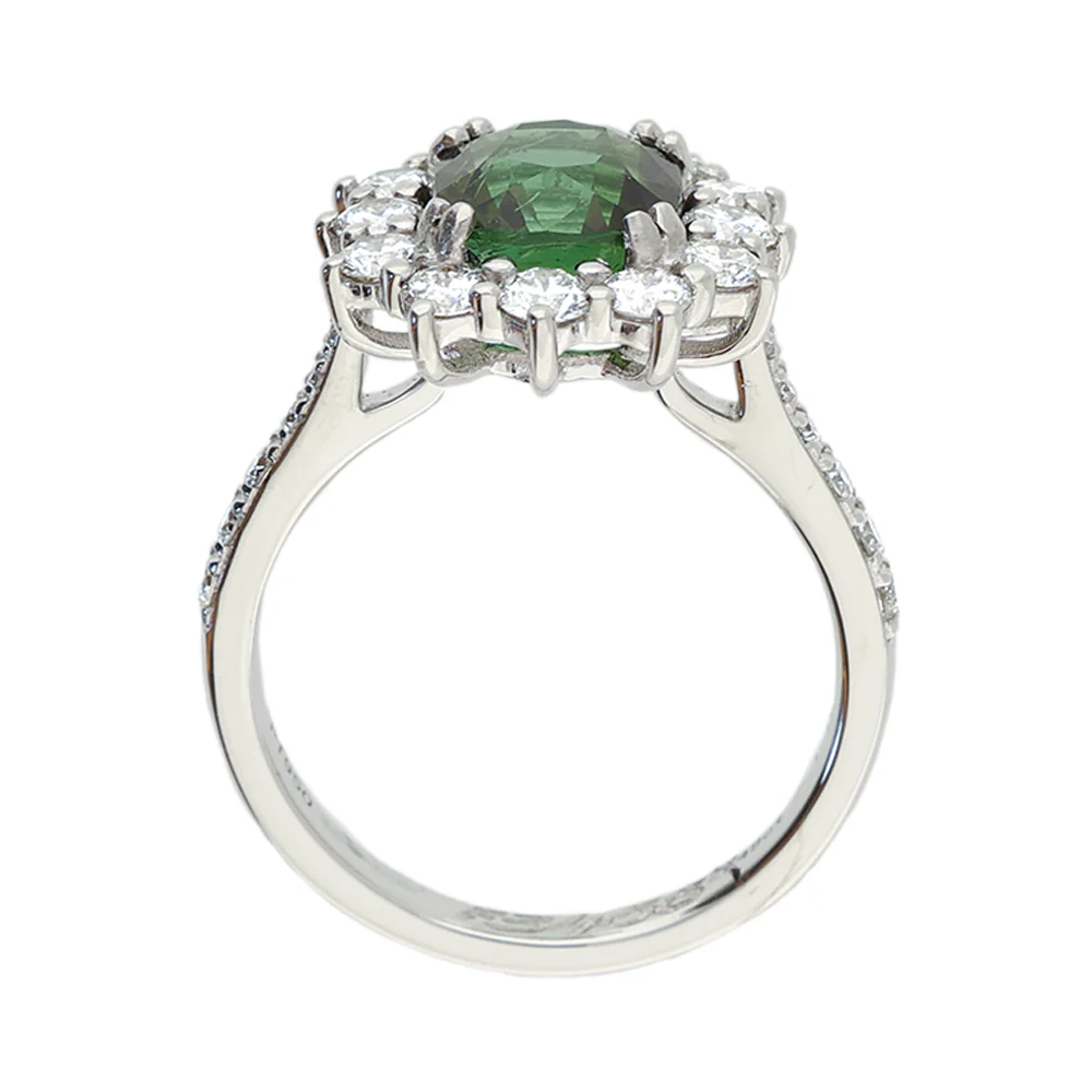 Platinum Cushion Cut Tourmaline Cluster Ring - Image 3