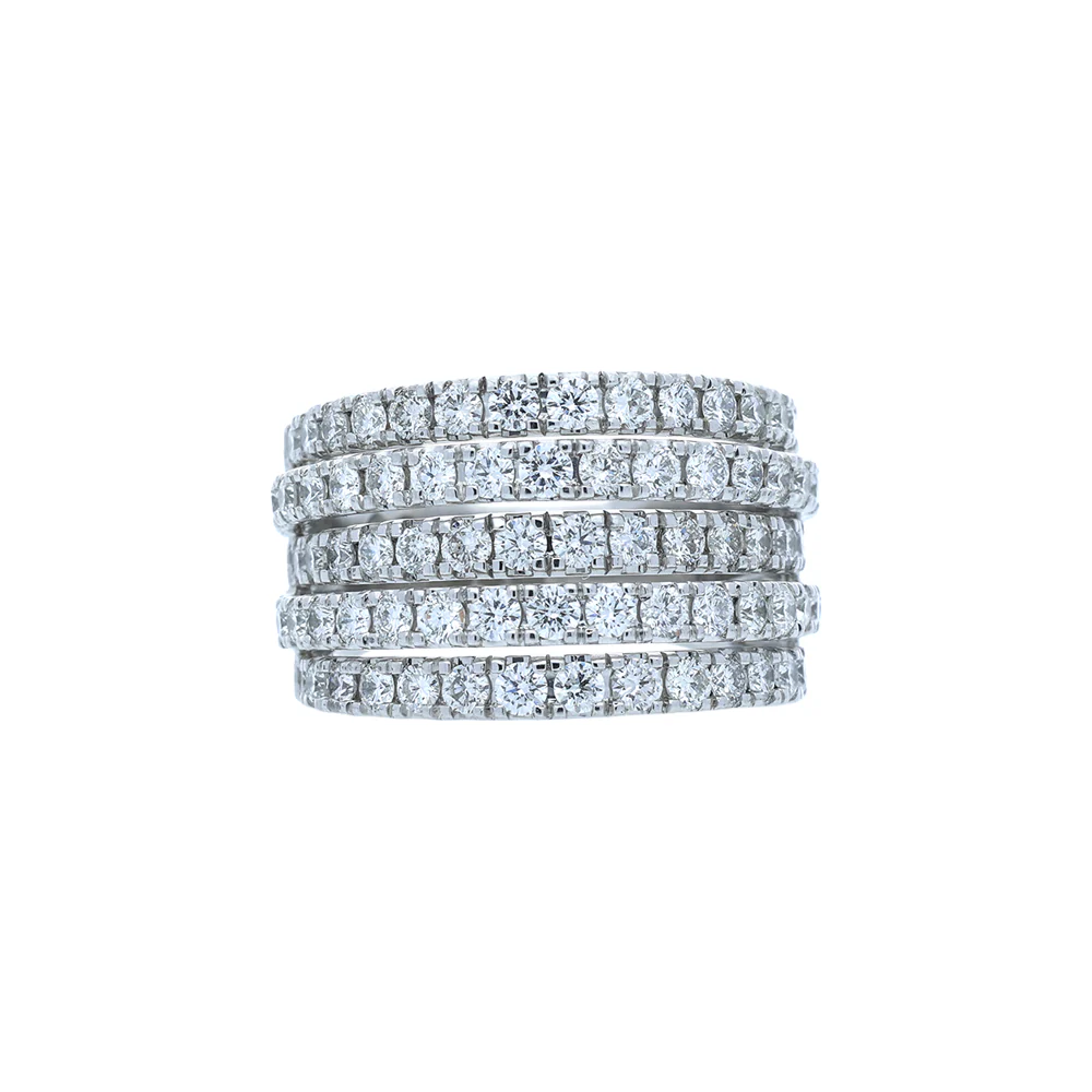 Platinum Diamond Five Row Cluster Ring