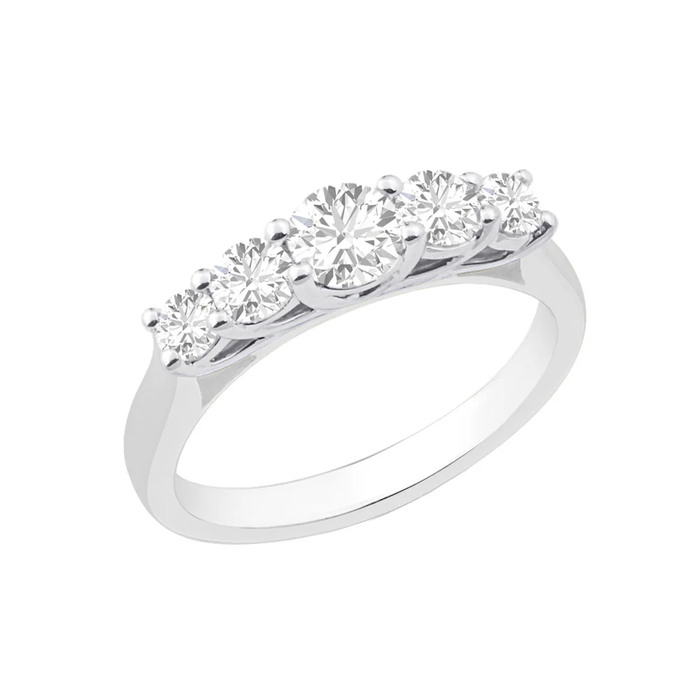 Platinum Five Stone Graduated Diamond Engagement Ring