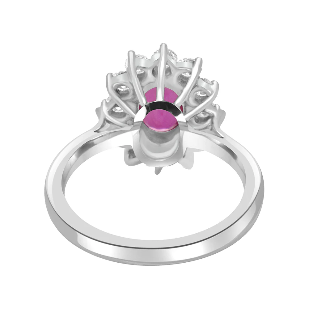Platinum Oval Pink Sapphire and Diamond Ring - Image 3