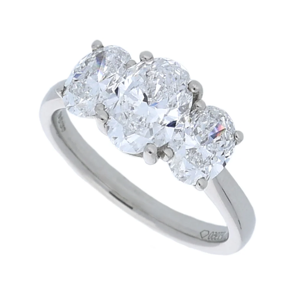 Platinum Oval Three Stone Diamond 2.9ct Ring - Image 2