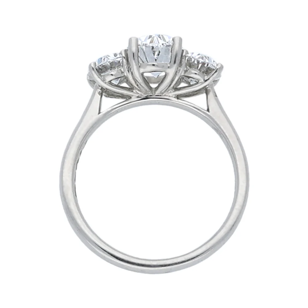 Platinum Oval Three Stone Diamond 2.9ct Ring - Image 3