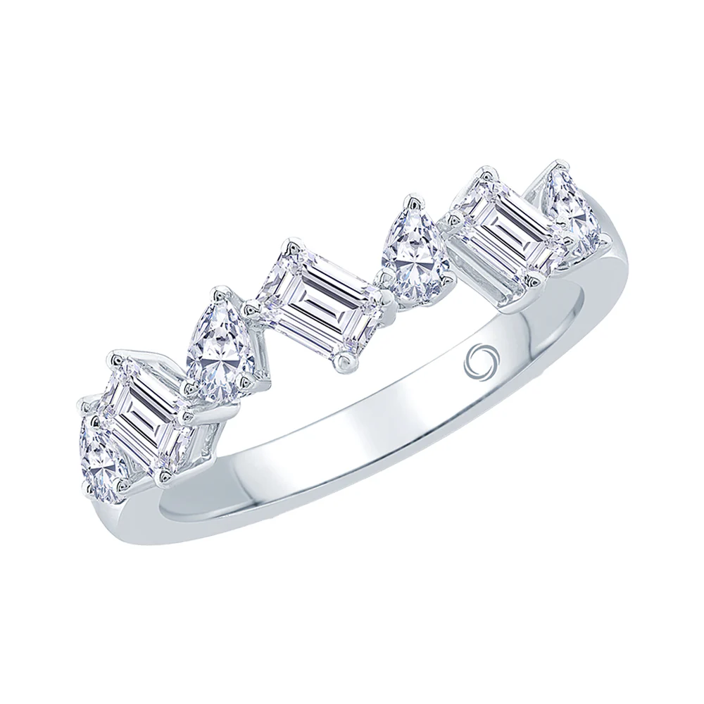 Platinum Pear and Emerald Cut Diamond Eternity Ring