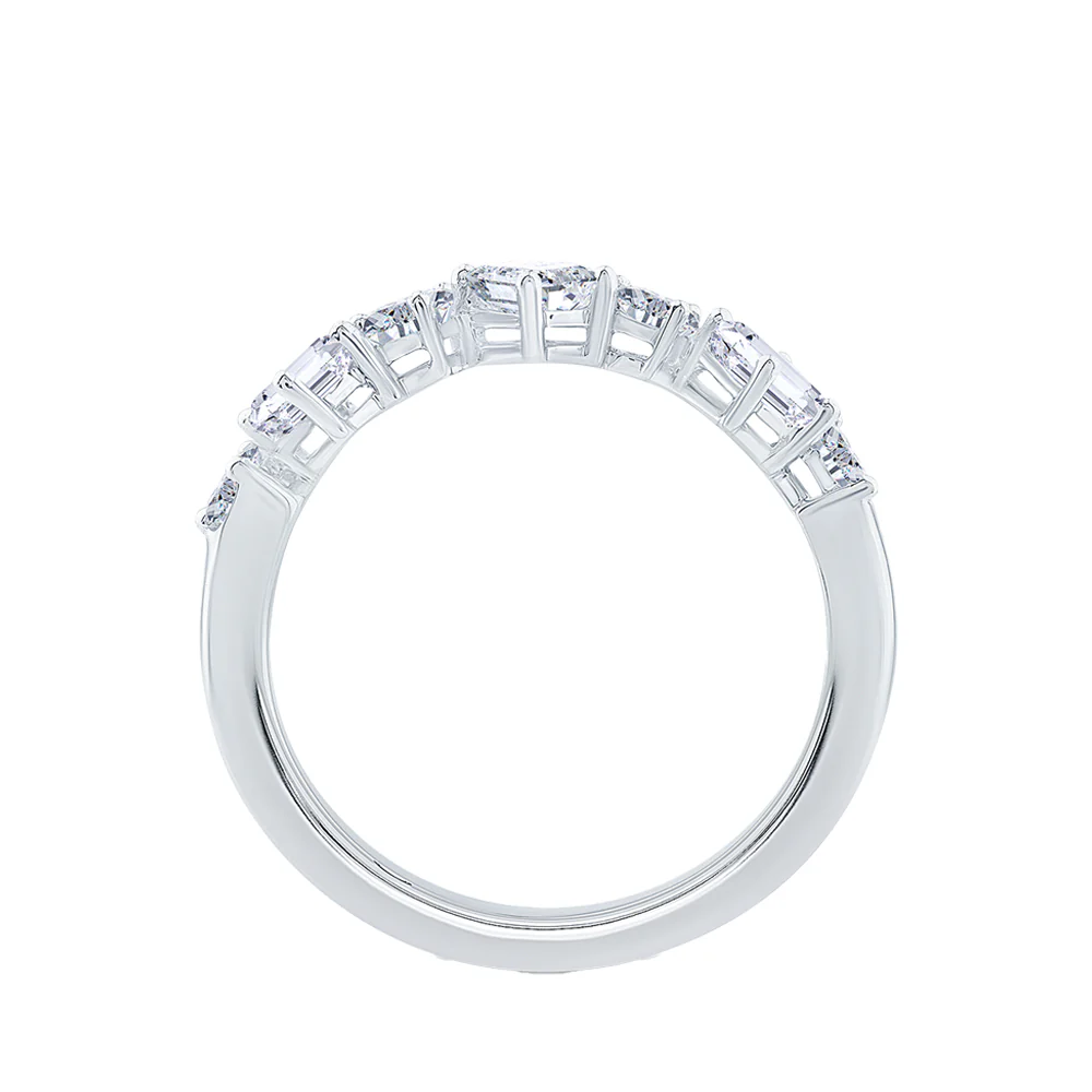 Platinum Pear and Emerald Cut Diamond Eternity Ring - Image 3