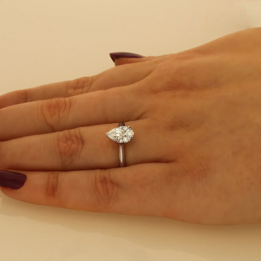 Platinum Pear Illusion 0.5ct Diamond Cluster Ring - Image 2