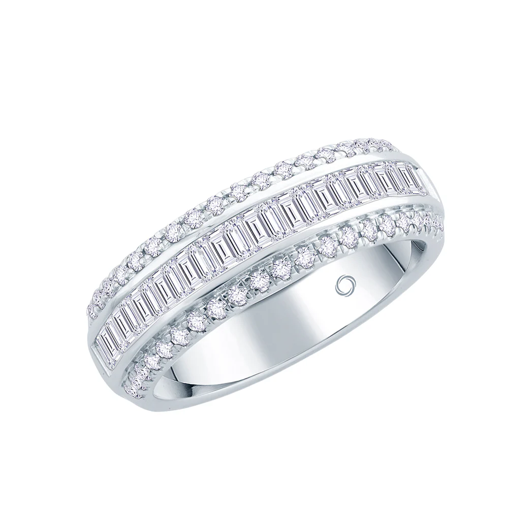 Platinum Three Row Diamond Cluster Eternity Ring