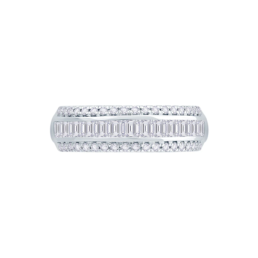 Platinum Three Row Diamond Cluster Eternity Ring - Image 2