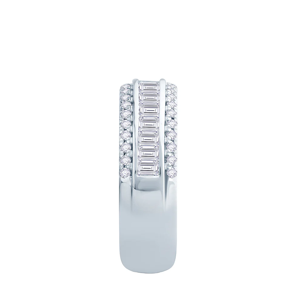 Platinum Three Row Diamond Cluster Eternity Ring - Image 3