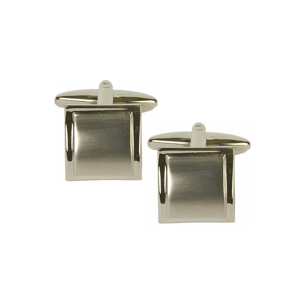 Rhodium Plated Square Curved Cufflinks
