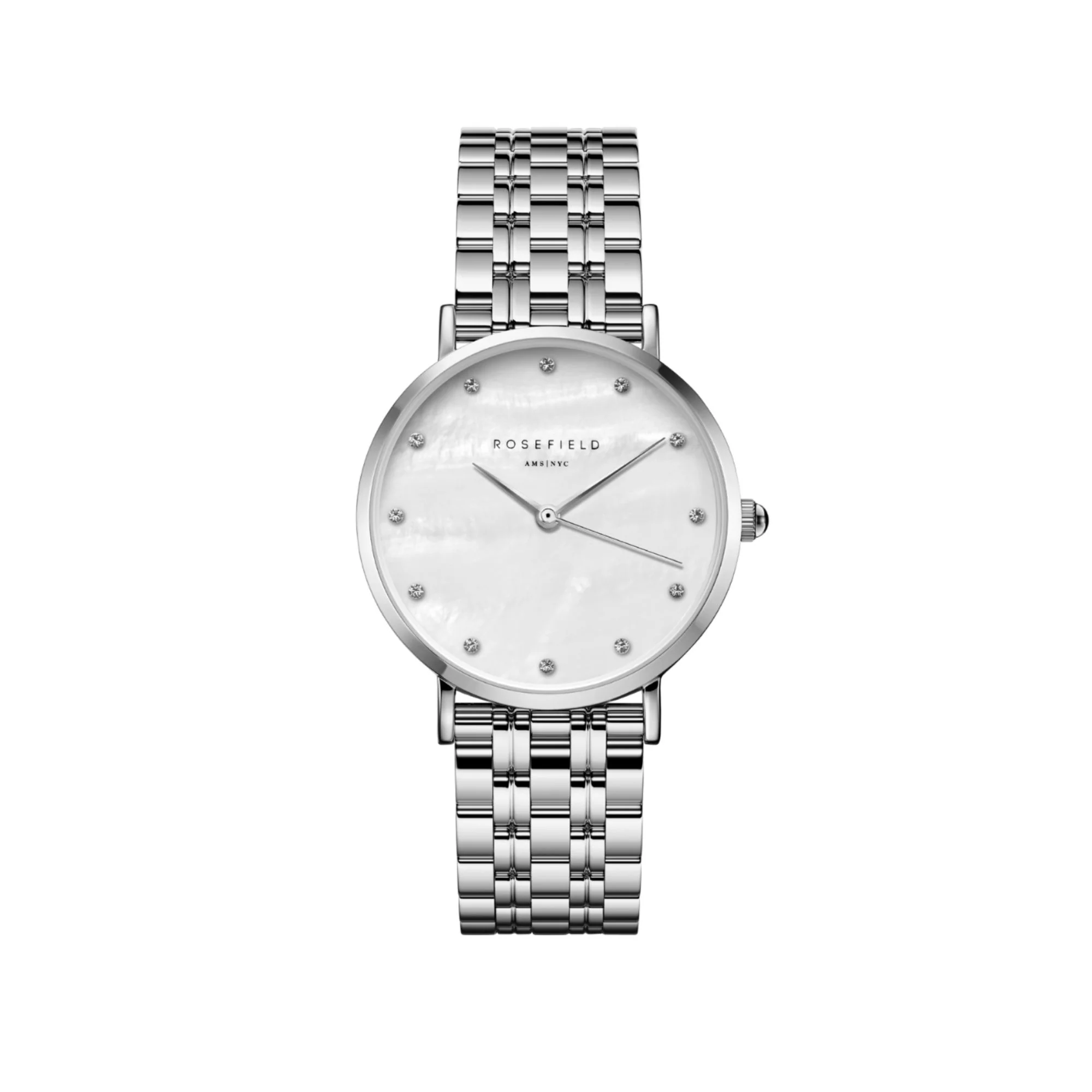 Rosefield Upper East Side Crystal Silver 33mm Watch