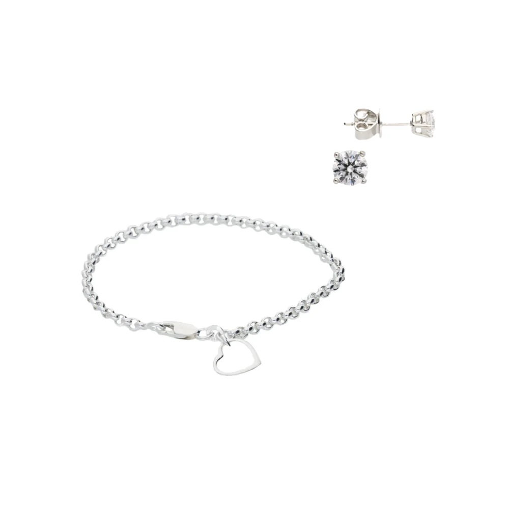 Sterling Silver Children's Bracelet & Earrings Set